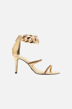 SASKIA CHAIN ANKLET HIGH HEEL SANDAL GOLD