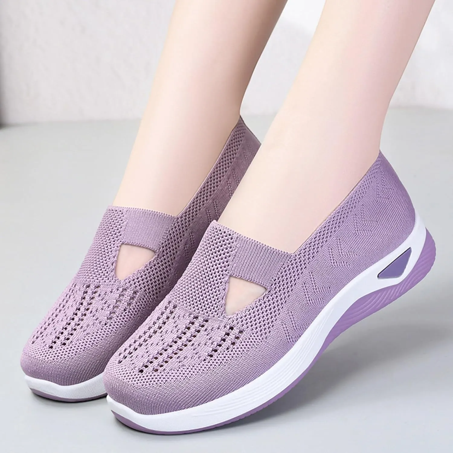 SHAOBGE Orthopedic Shoes for Women, Women Wide Width Breathable Walking Comfortable Slip on Sneakers, Non Slip Food Service Lightweight Sneaker, Nurse Shoes Arch Support Sneakers