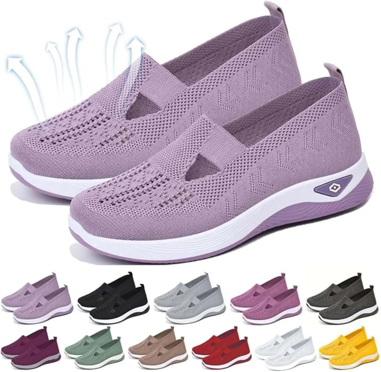 SHAOBGE Orthopedic Shoes for Women, Women Wide Width Breathable Walking Comfortable Slip on Sneakers, Non Slip Food Service Lightweight Sneaker, Nurse Shoes Arch Support Sneakers