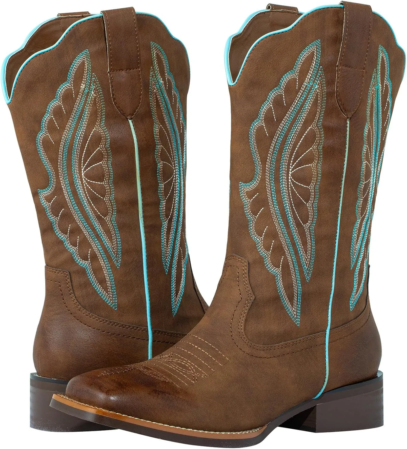 SheSole Square Toe Cowboy Boots For Women Wide Calf Ladies Fashion Western Cowgirl Boots