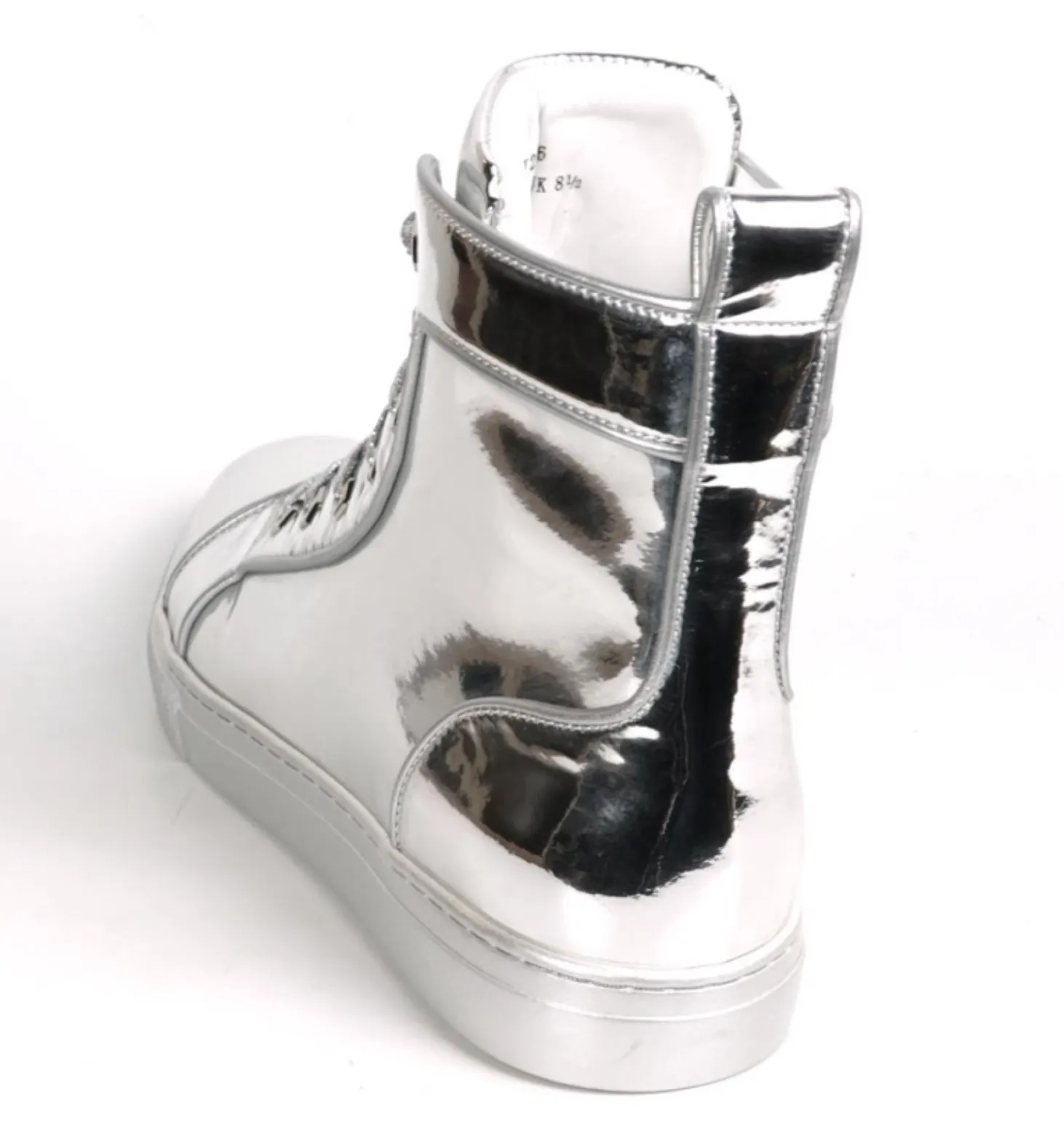 Silver Patent Leather High Top Sneaker