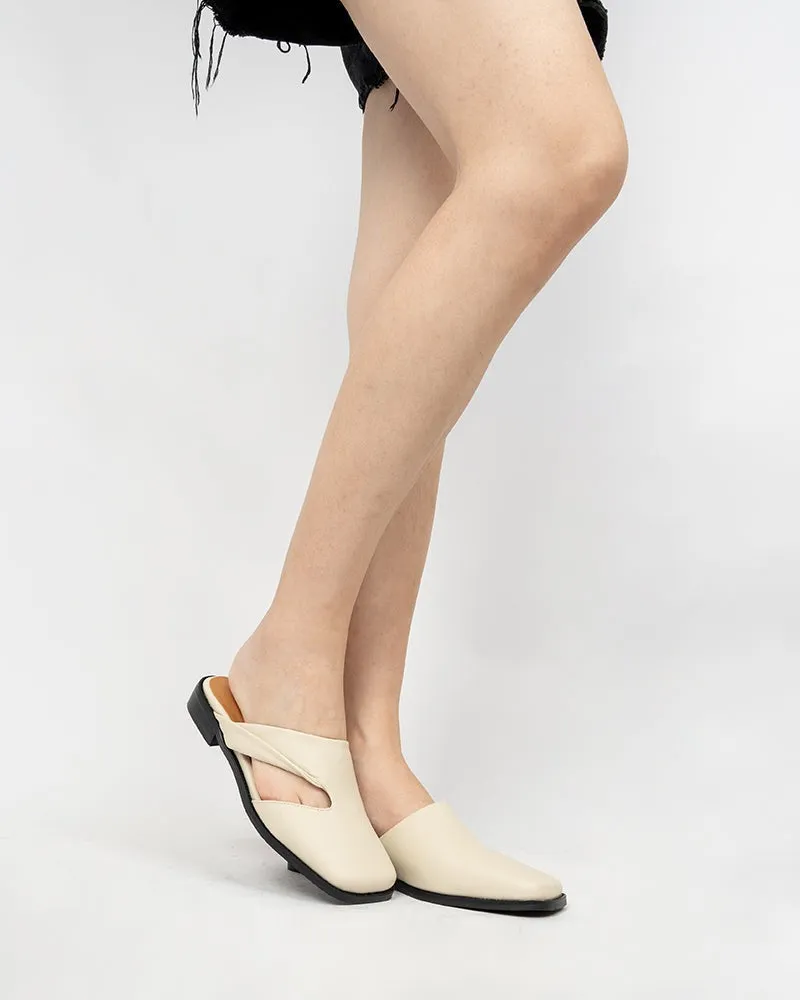 Square toe Soft Backless Flat Cross Mules