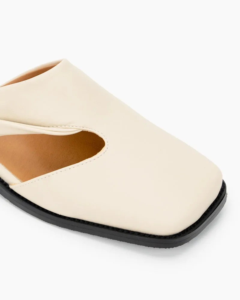 Square toe Soft Backless Flat Cross Mules