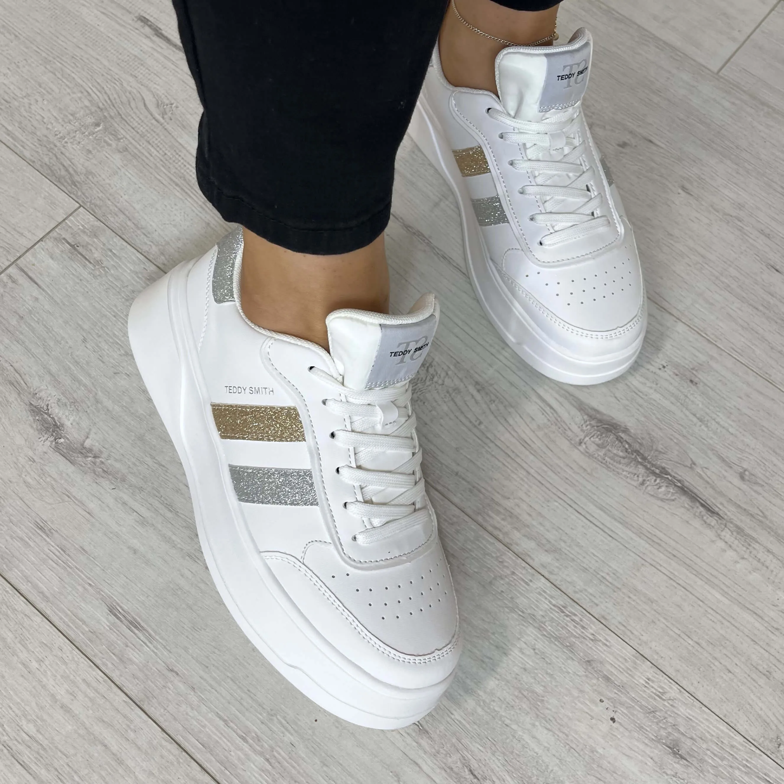 Teddy Smith Sparkly White Sneakers