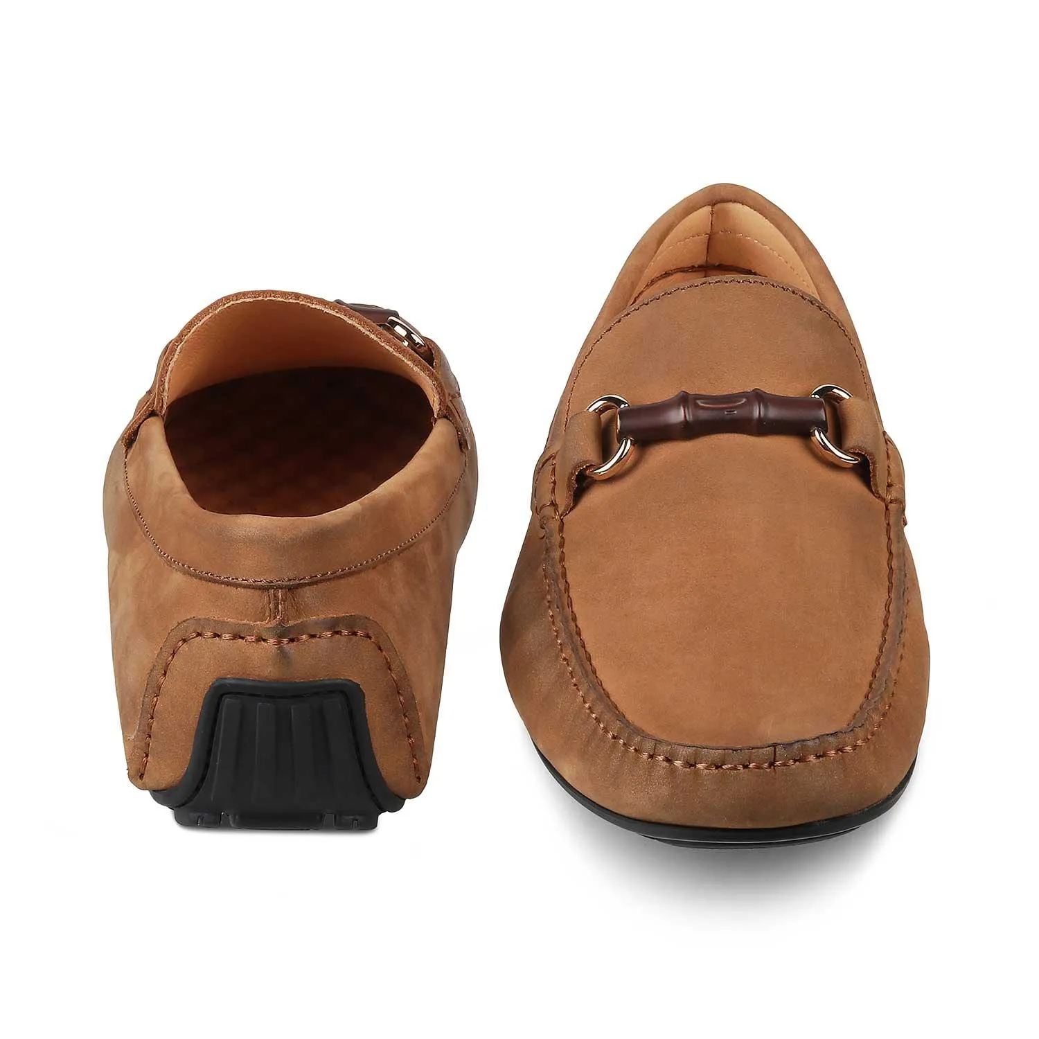 The Monize Tan Men's Leather Driving Loafers Tresmode