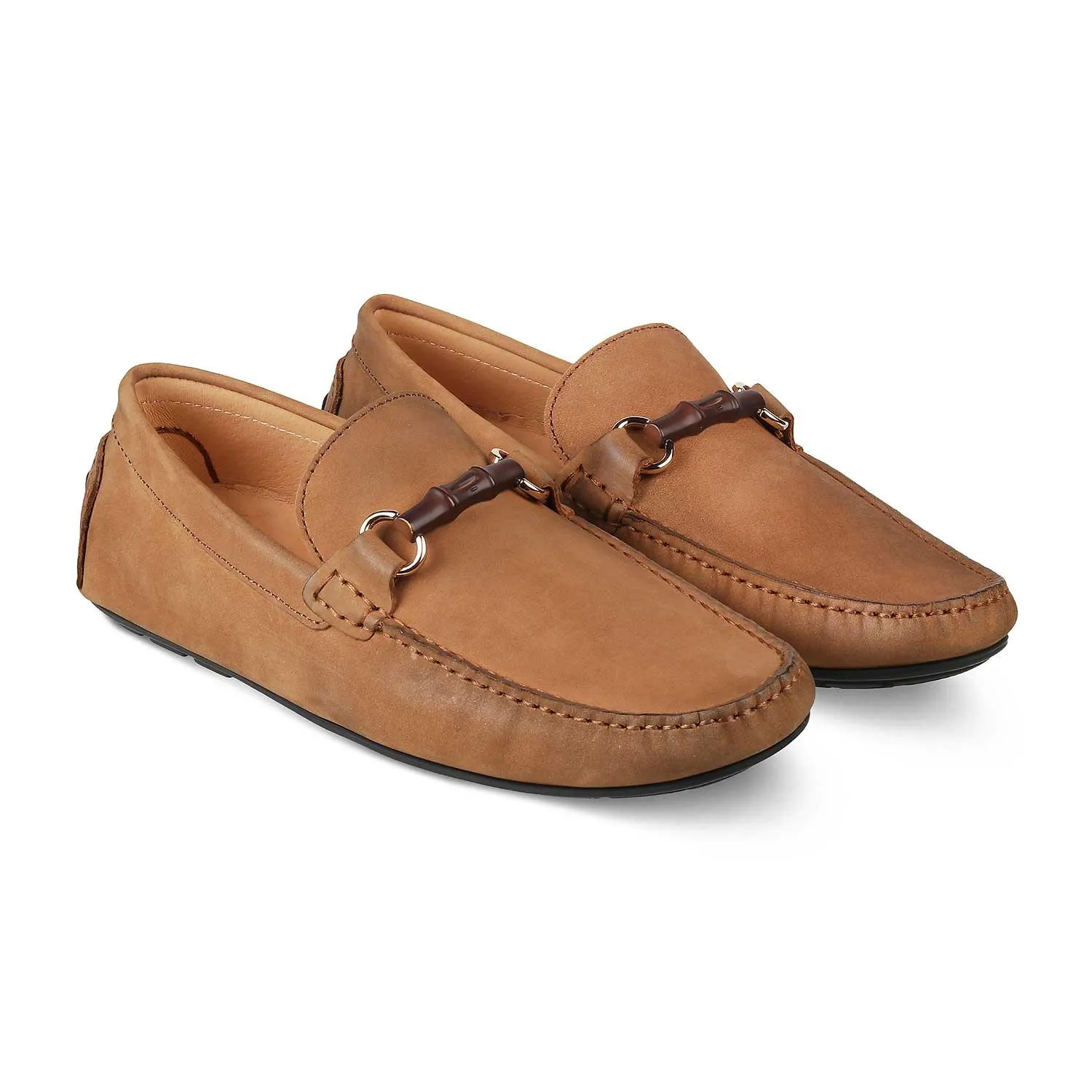 The Monize Tan Men's Leather Driving Loafers Tresmode