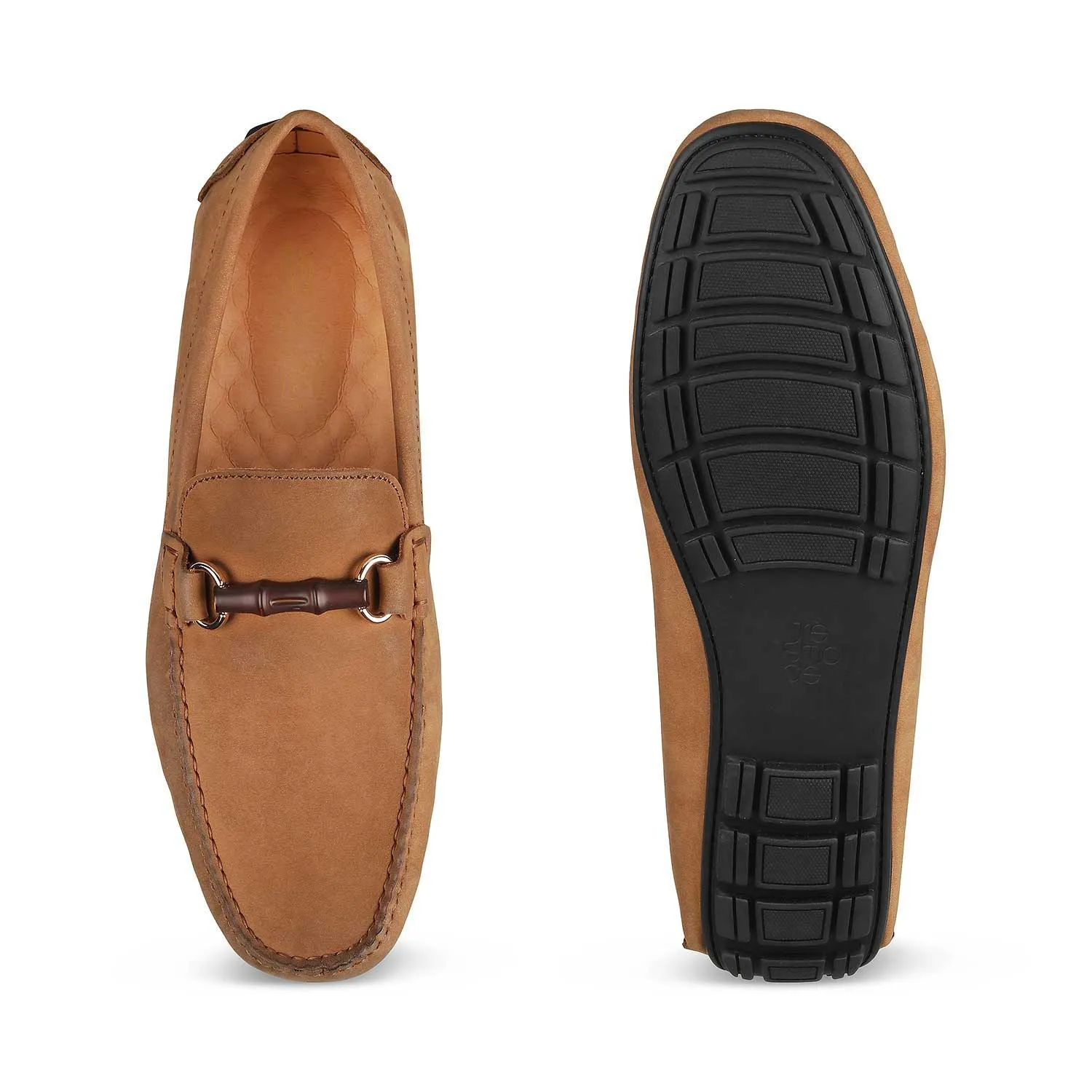 The Monize Tan Men's Leather Driving Loafers Tresmode