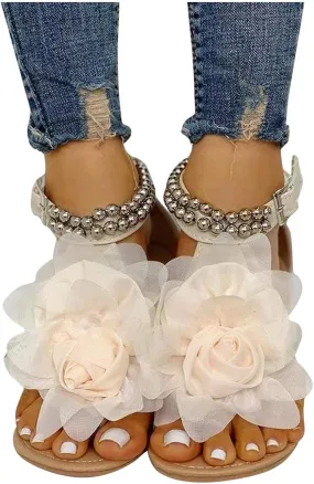 Thong Sandals for Women Beach,2020 New Womens Bohemia Flat Sandals Summer Beach Glitter Beaded Flip-Flop Thong Shoes