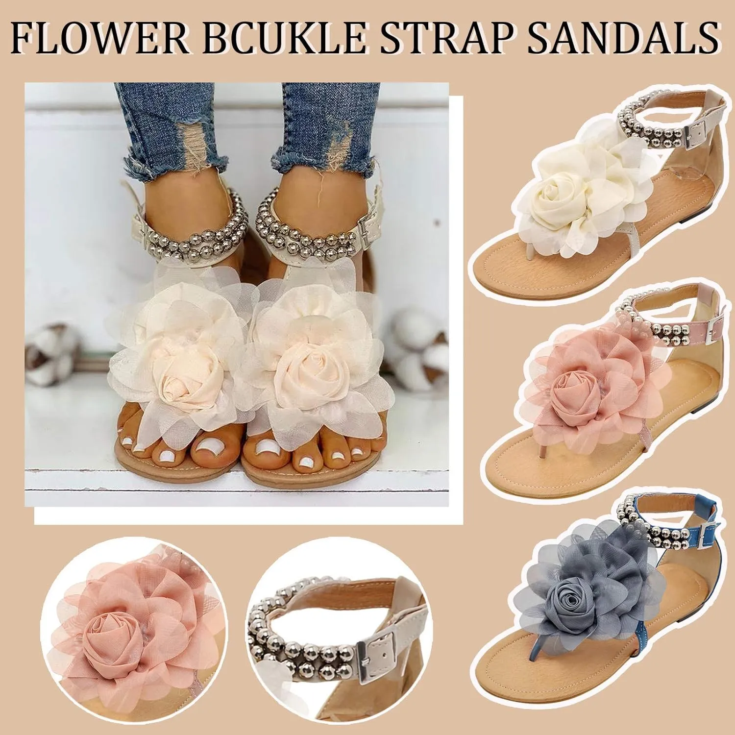 Thong Sandals for Women Beach,2020 New Womens Bohemia Flat Sandals Summer Beach Glitter Beaded Flip-Flop Thong Shoes