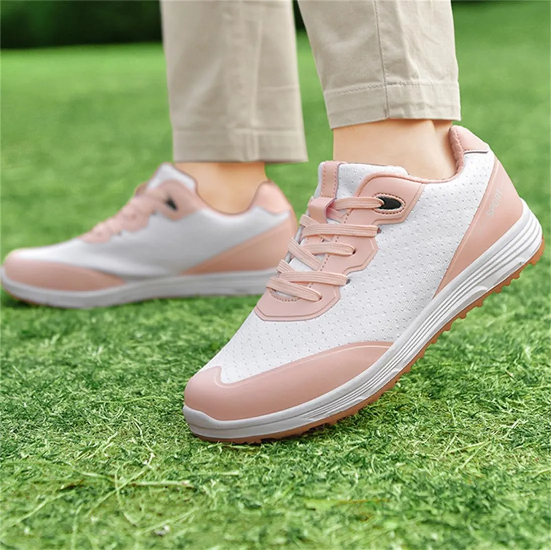 VEACAM Golf Shoes for Men, Spikeless Golf Sport Footwears Anti Slip Golfing Training Sneakers Lightweight Mens Golf Trainers
