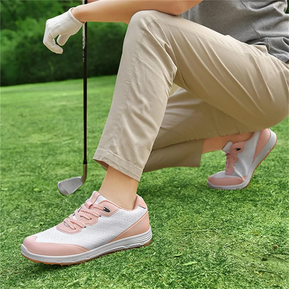 VEACAM Golf Shoes for Men, Spikeless Golf Sport Footwears Anti Slip Golfing Training Sneakers Lightweight Mens Golf Trainers