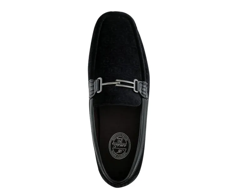 Velvet Elegance Black Floral Driving Moccasins Men's Velvet