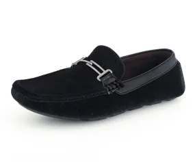 Velvet Elegance Black Floral Driving Moccasins Men's Velvet