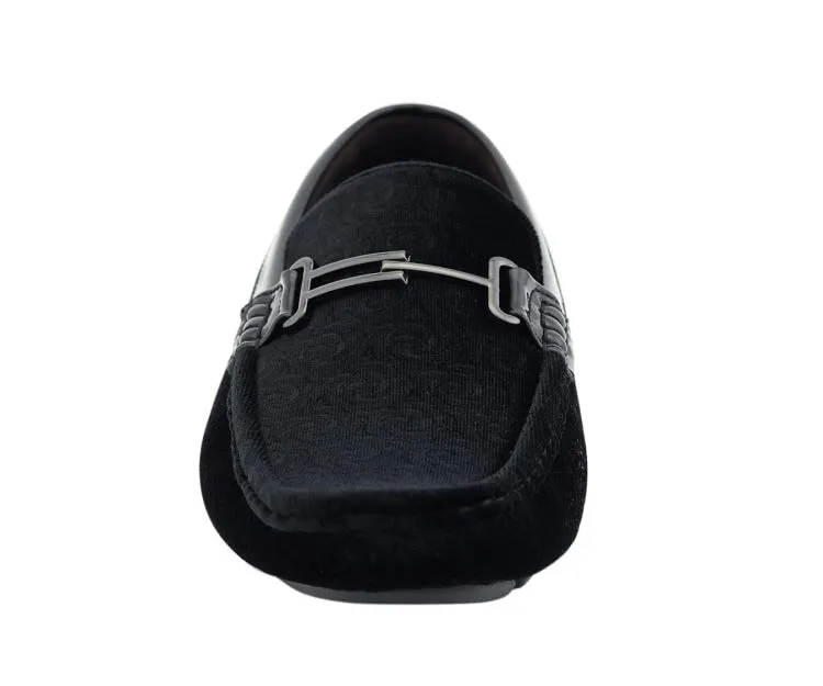 Velvet Elegance Black Floral Driving Moccasins Men's Velvet