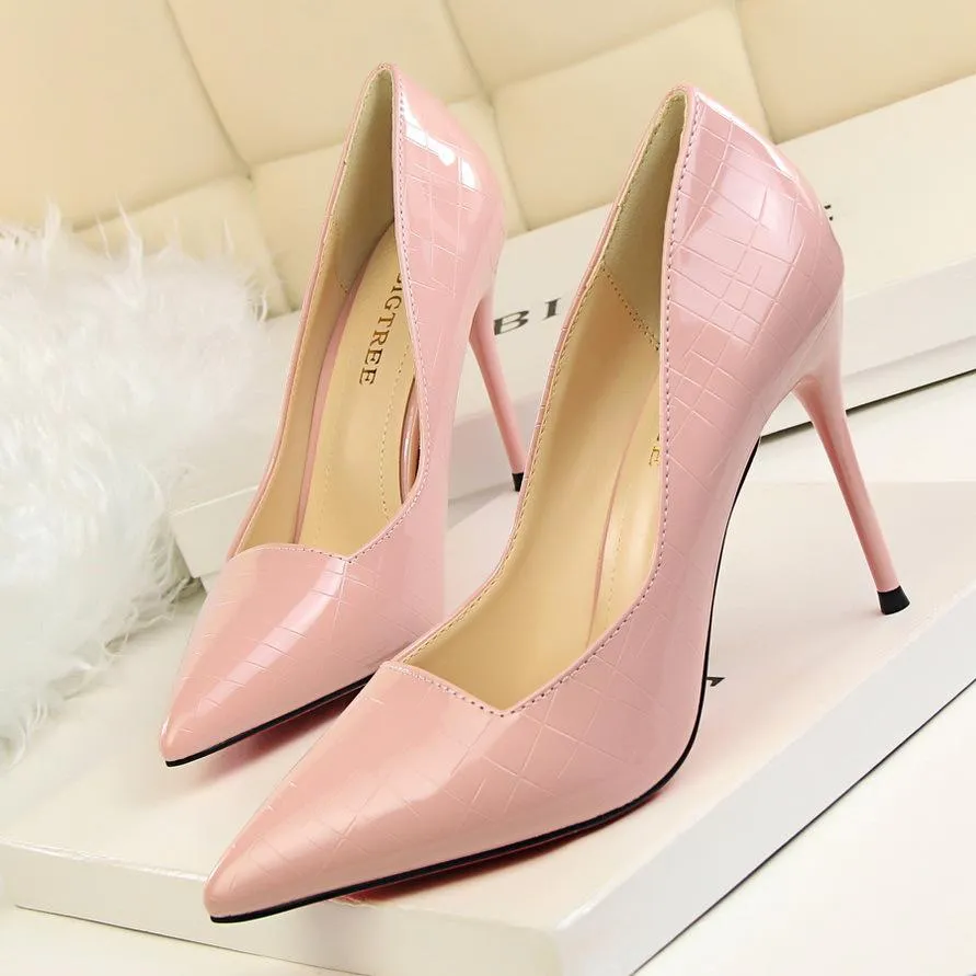 Women sexy metallic prom pointed toe stiletto heels