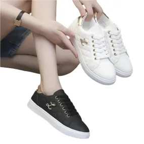 Women’s Breathable Fashion Sneakers | Soft Sole Casual Walking Shoes | White Vulcanized Flats for Women