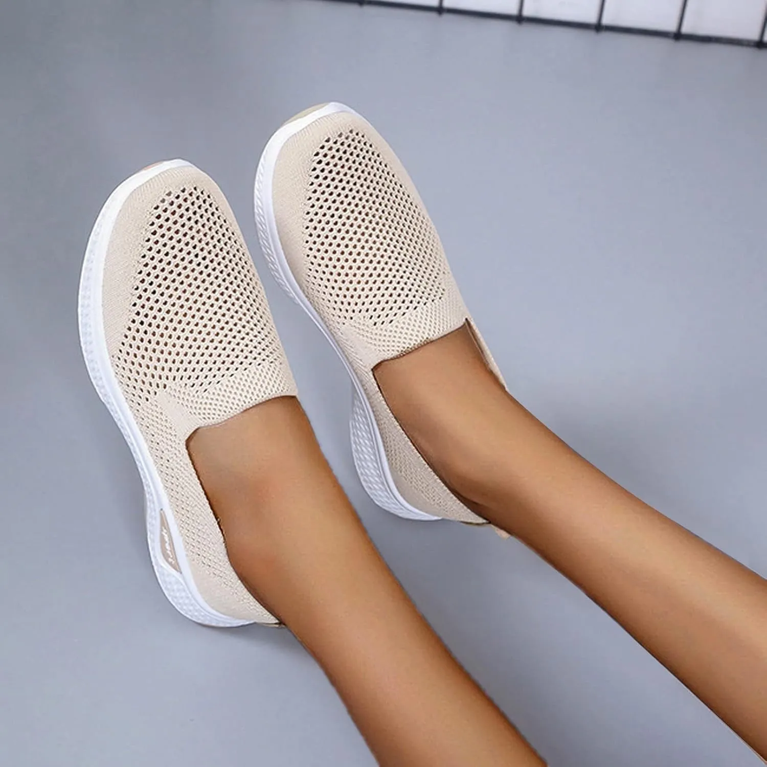 Women's Breathable Mesh Orthopedic Sneakers Comfortable Soft Sole Slip-on Loafers Tennis Shoes Casual Fashion Non-Slip Walking Shoes