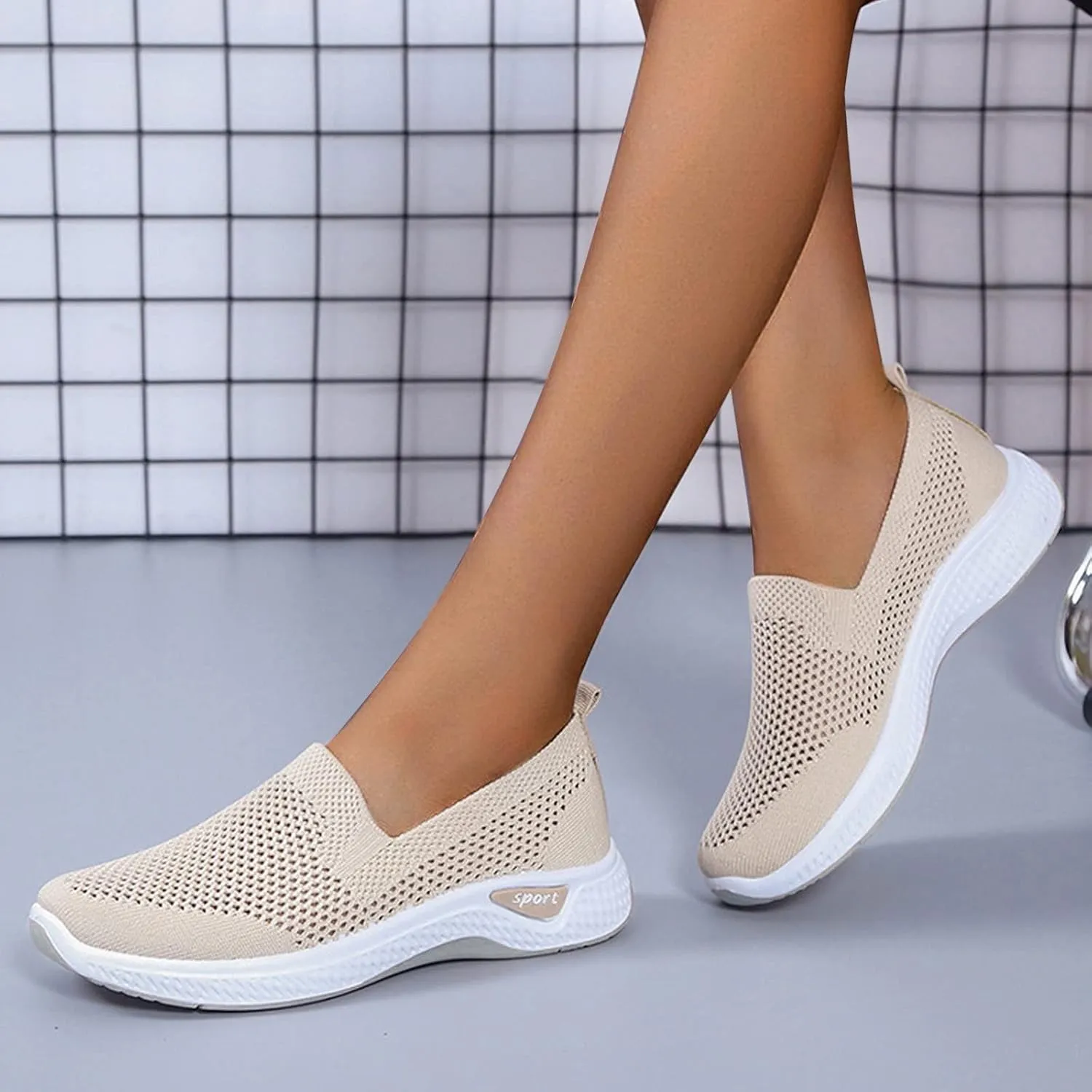 Women's Breathable Mesh Orthopedic Sneakers Comfortable Soft Sole Slip-on Loafers Tennis Shoes Casual Fashion Non-Slip Walking Shoes