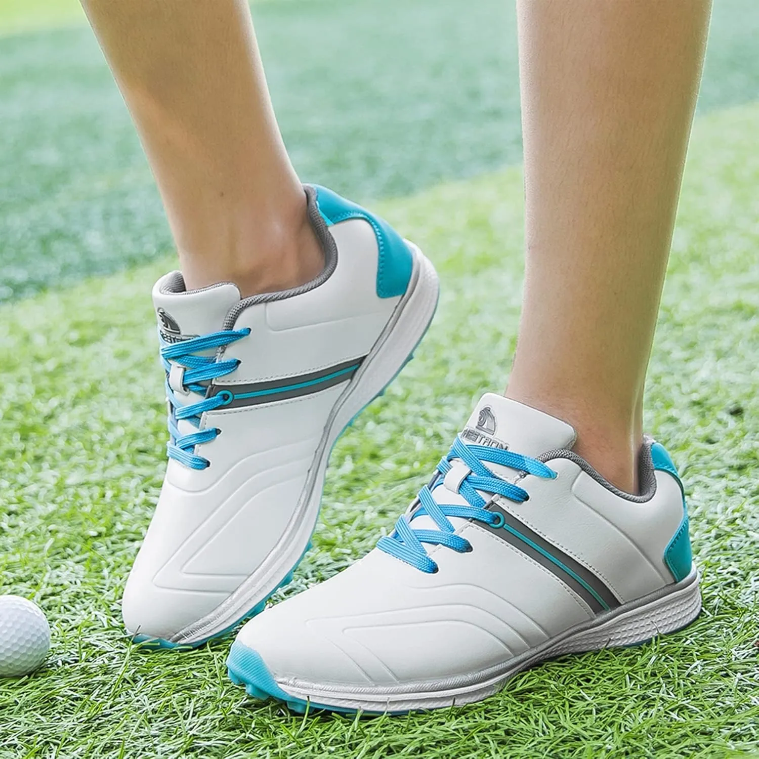 Women's Golf Shoes Spikeless Lace-Up Golf Trainers Waterproof Breathable Comfortable Lightweight