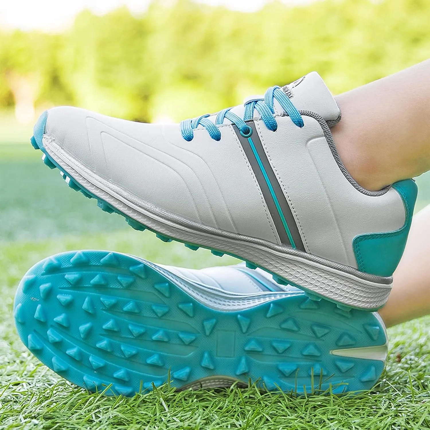 Women's Golf Shoes Spikeless Lace-Up Golf Trainers Waterproof Breathable Comfortable Lightweight