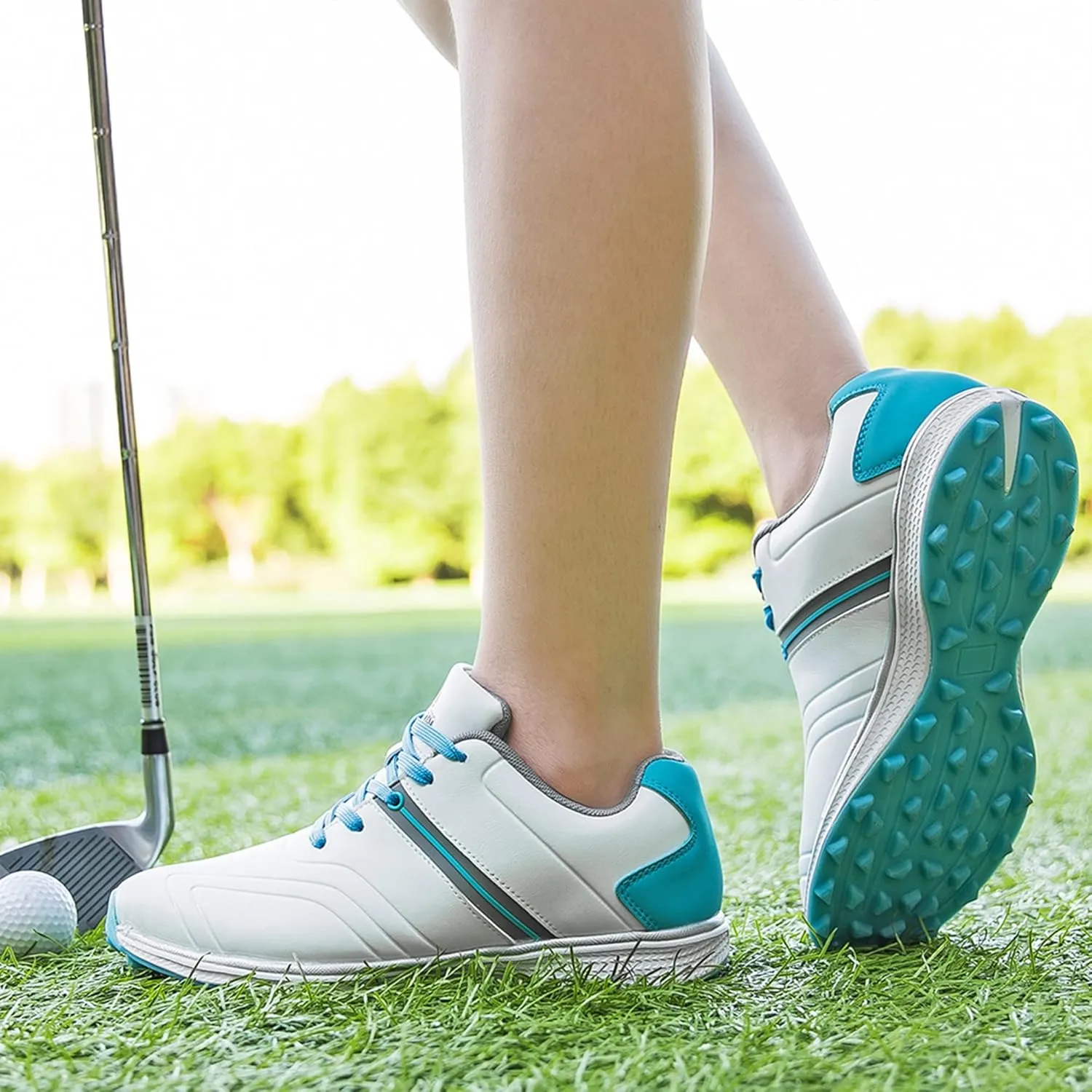 Women's Golf Shoes Spikeless Lace-Up Golf Trainers Waterproof Breathable Comfortable Lightweight