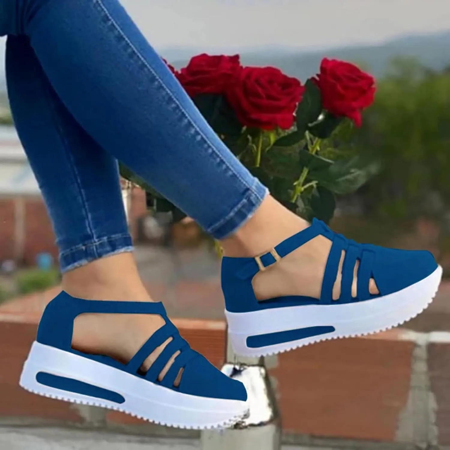 Women's Sandals Dressy, Sandals for Women Wedge Dressy Casual Breathable Flat Slippers Open Toe Walking Shoes