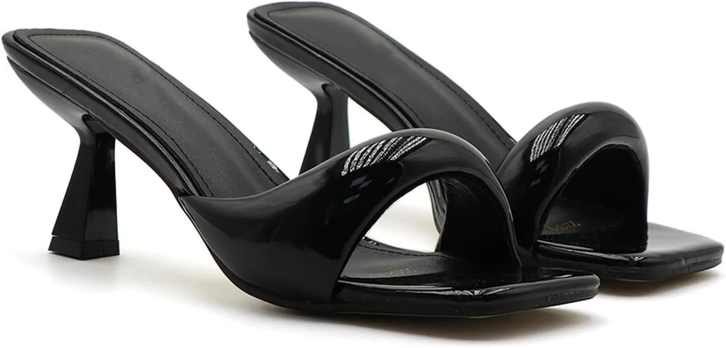 Women’s Square-Toe High-Heeled Mules – Thick Heel Slip-On Dress Shoes for Parties, Banquets & Daily Wear (Sizes 6–11)