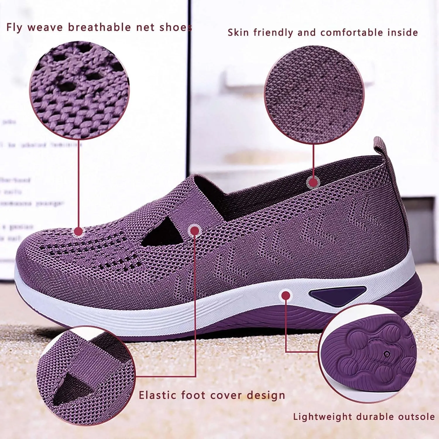 Women's Woven Orthopedic Breathable Soft Shoes Womens Running Shoes Wide Feet Casual Shoes White Platform Sneakers Slip On Tennis Shoe Loafers Dress Shoe