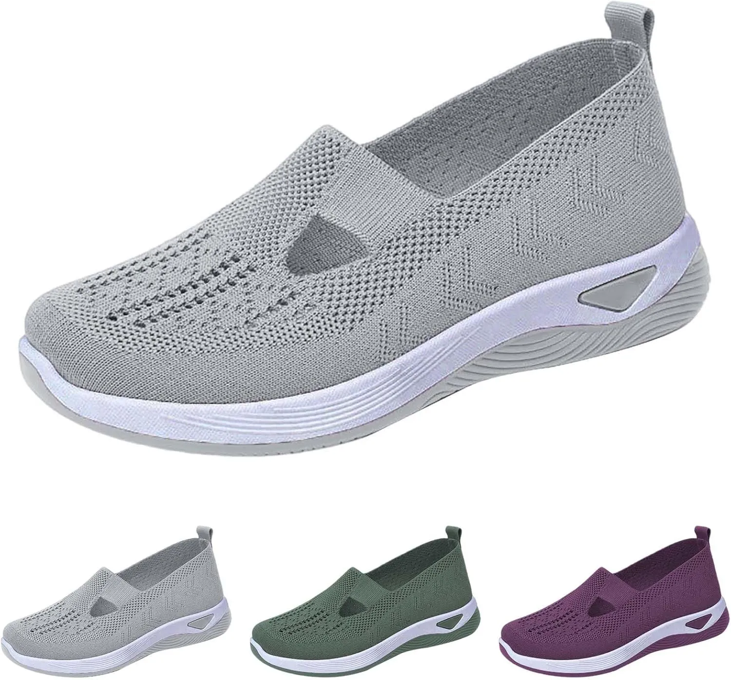 Women's Woven Orthopedic Breathable Soft Shoes Womens Running Shoes Wide Feet Casual Shoes White Platform Sneakers Slip On Tennis Shoe Loafers Dress Shoe