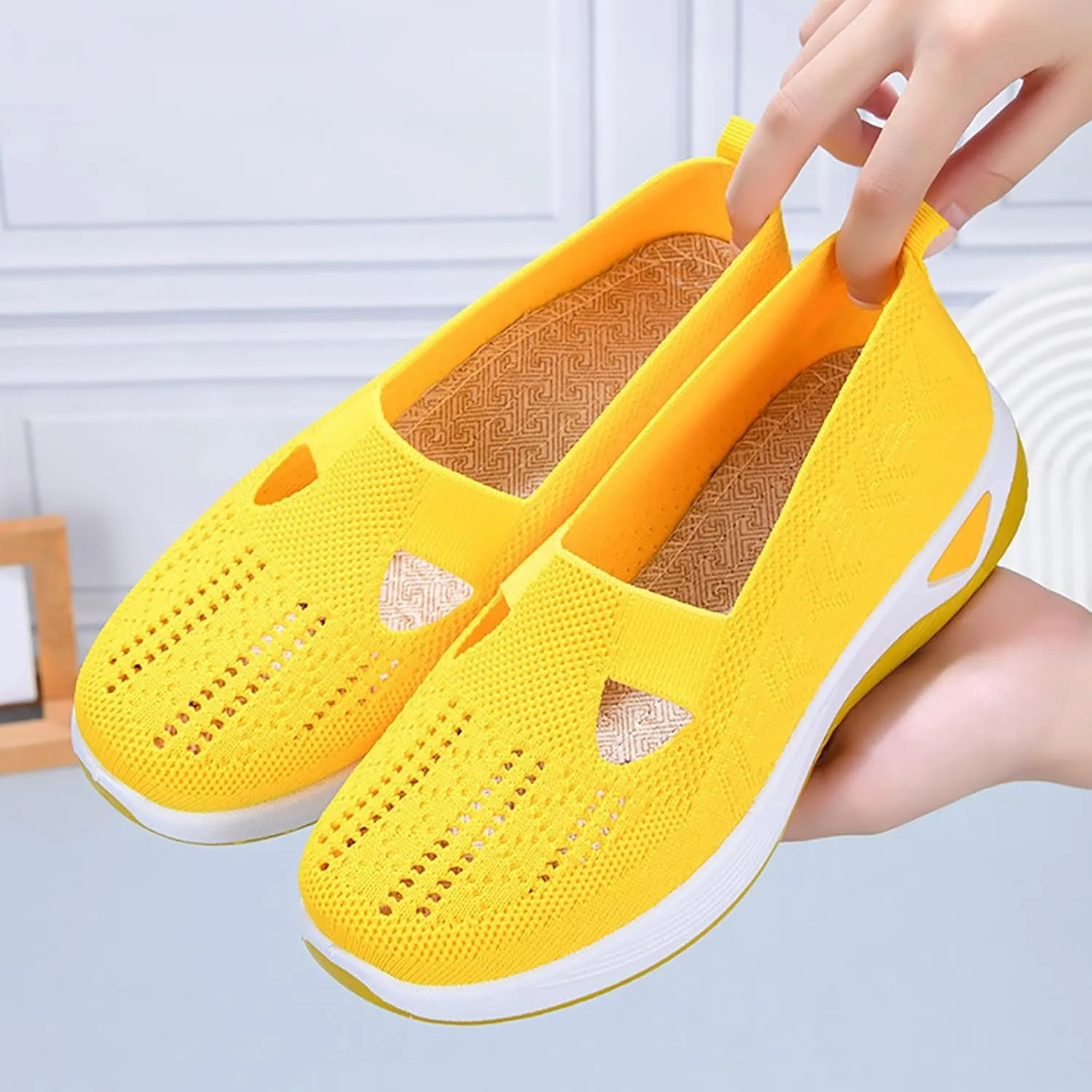 Women's Woven Orthopedic Breathable Soft Sole Running Shoes for Men Comfort Men's Casual Shoes Platform Sneakers Brown Tennis Shoe White Loafers
