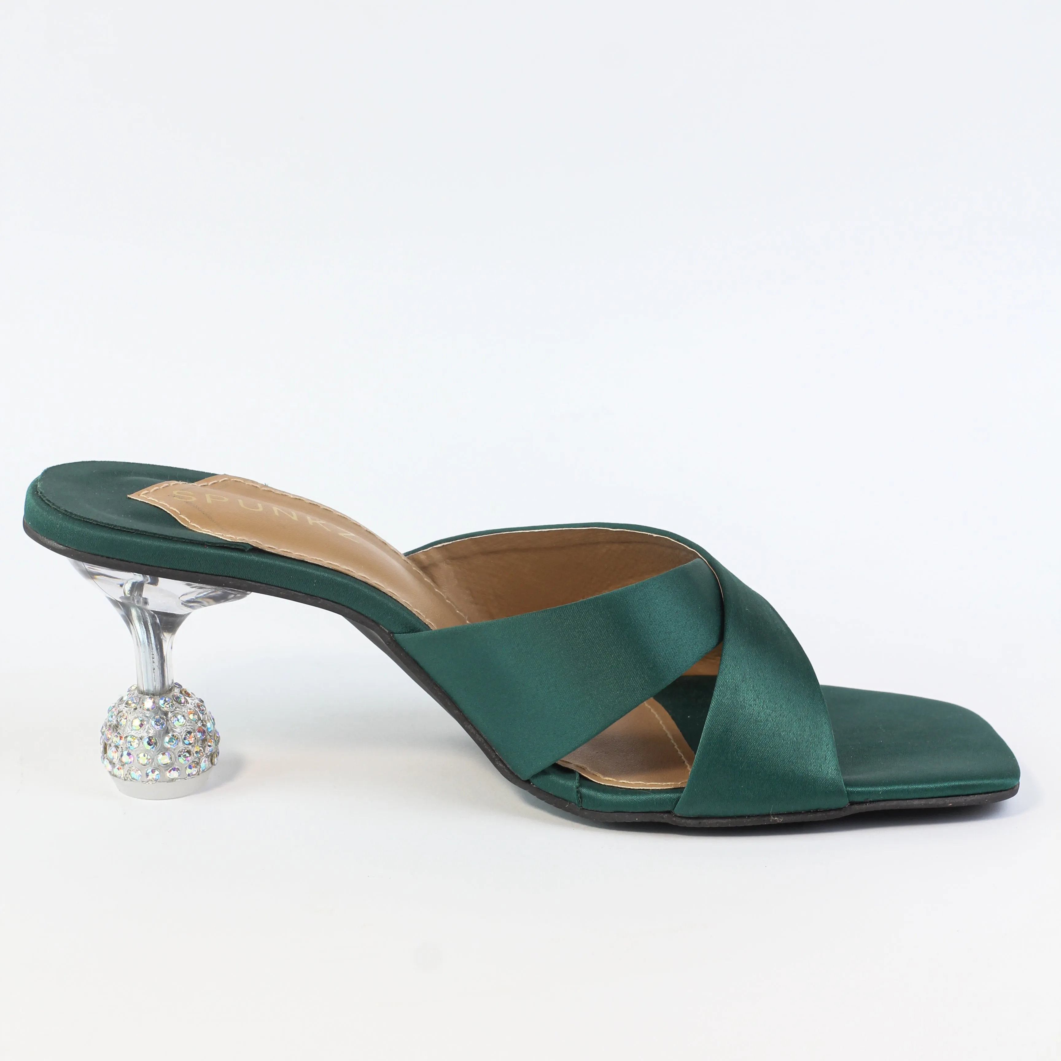 Yes Darling Love Mules in Green Satin
