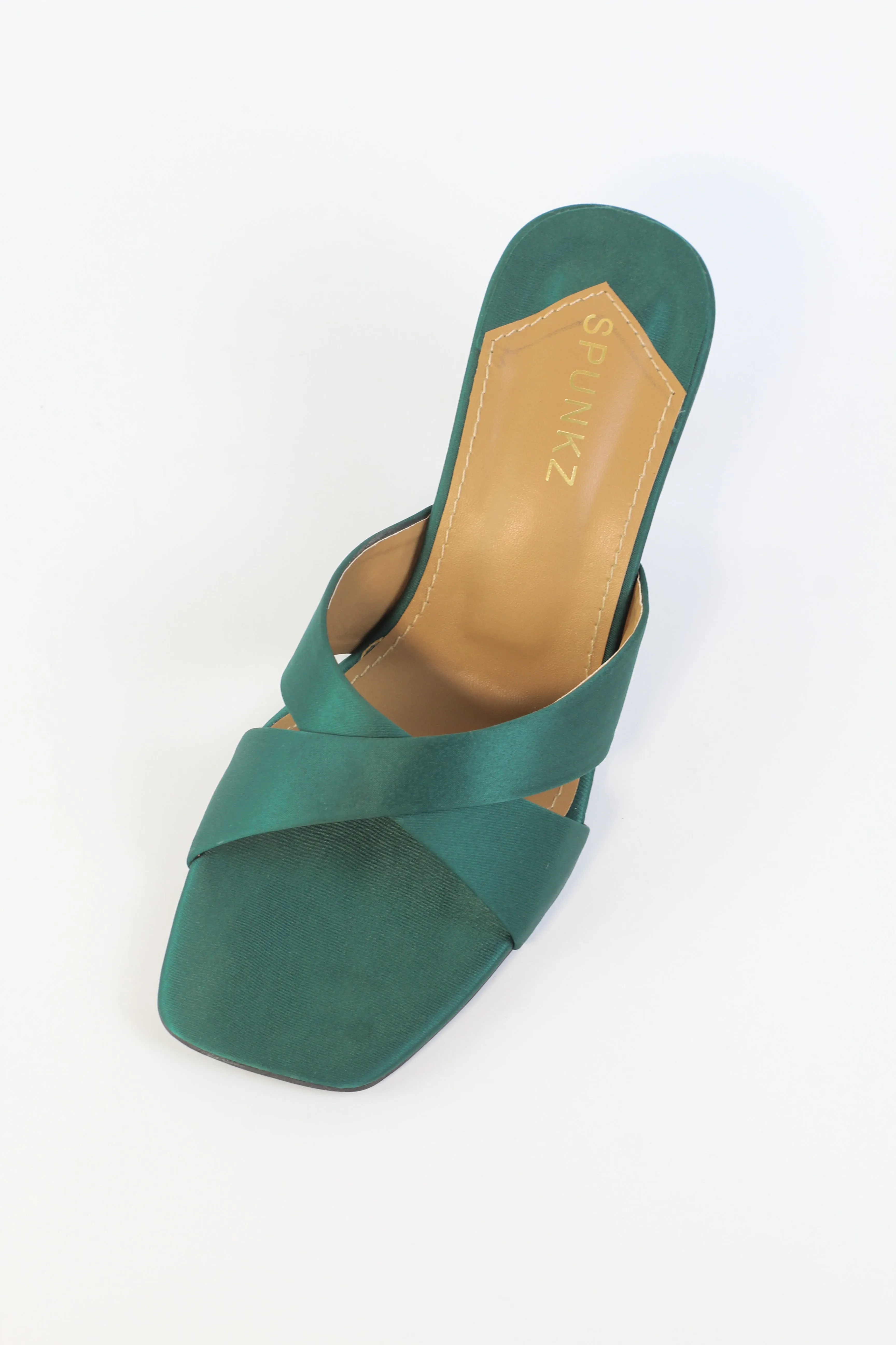 Yes Darling Love Mules in Green Satin